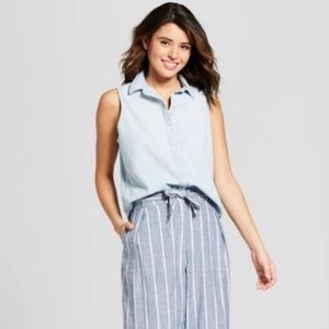 Sleeveless Chambray Shirt